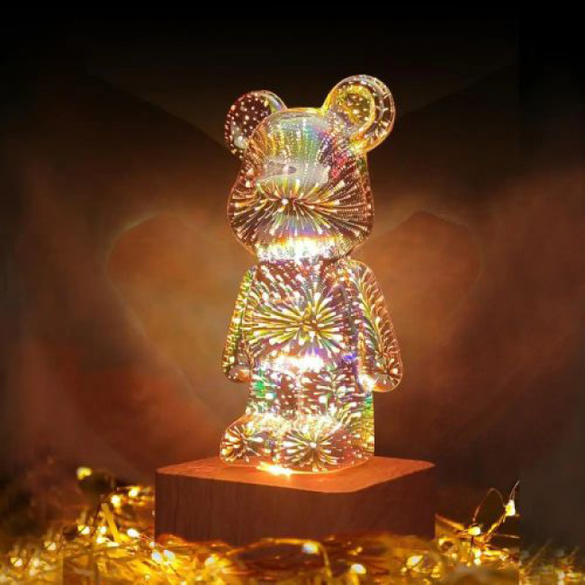 Нічник 3D Bearbrick Ведмедик KX197 8 кольорів, RGB+Warm Light