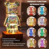 Нічник 3D Bearbrick Ведмедик KX197 8 кольорів, RGB+Warm Light