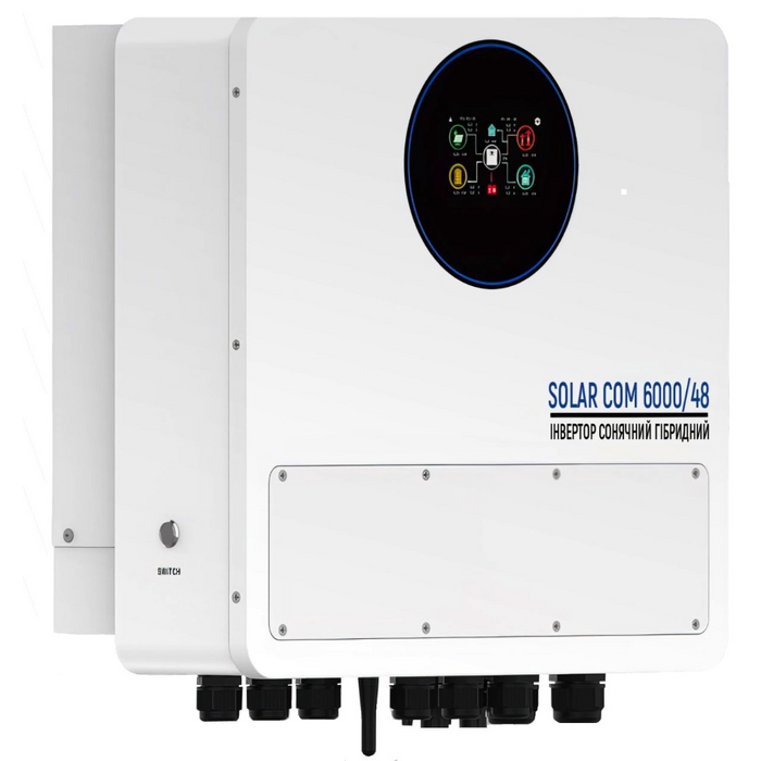 Инвертор солнечный гибридный SOLAR COM 6000/48 (6kW, 48A, 125А, Wi-Fi) "ARUNA"
